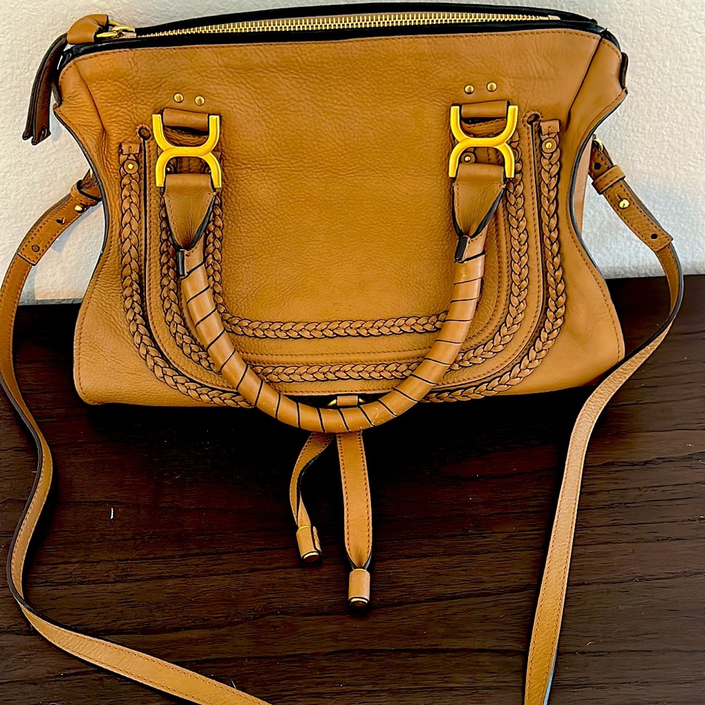 Chloe Brown Crossbody Bag with Gold Buckles